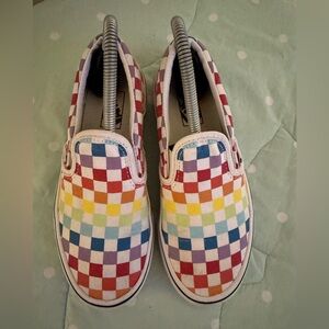 Vans Rainbow Checkered Slip on Shoes Kids size 2